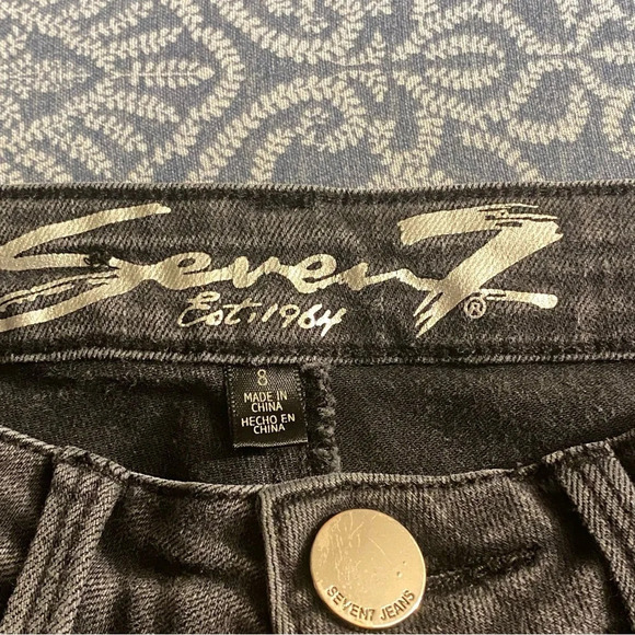 Seven7 Jeans Women’s Mid-Rise Skinny Blue Denim Size 8 Embroidered Pockets - Picture 10 of 12